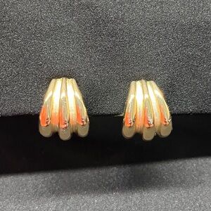 Vintage Erwin Pearl Earrings Art Deco Inspired Textured Ribbed 90s Bold Chunky